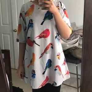 SHIFT DRESS in a bird print